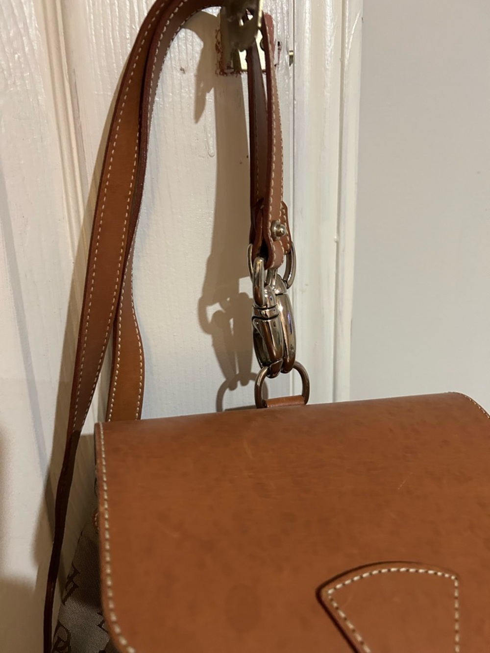 Dooney & Bourke Tan Leather and Olive Canvas Backpack - Picture 2 of 4